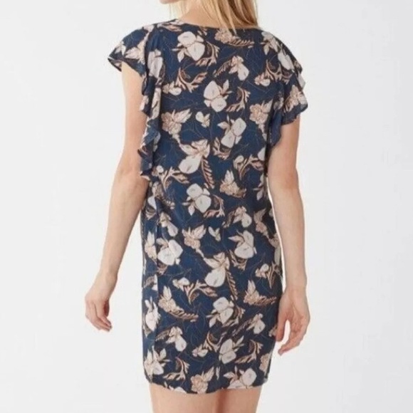 NWT Splendid Ramo Shift Dress Navy Blue Floral Flutter Sleeves Lightweight XS - Picture 3 of 15